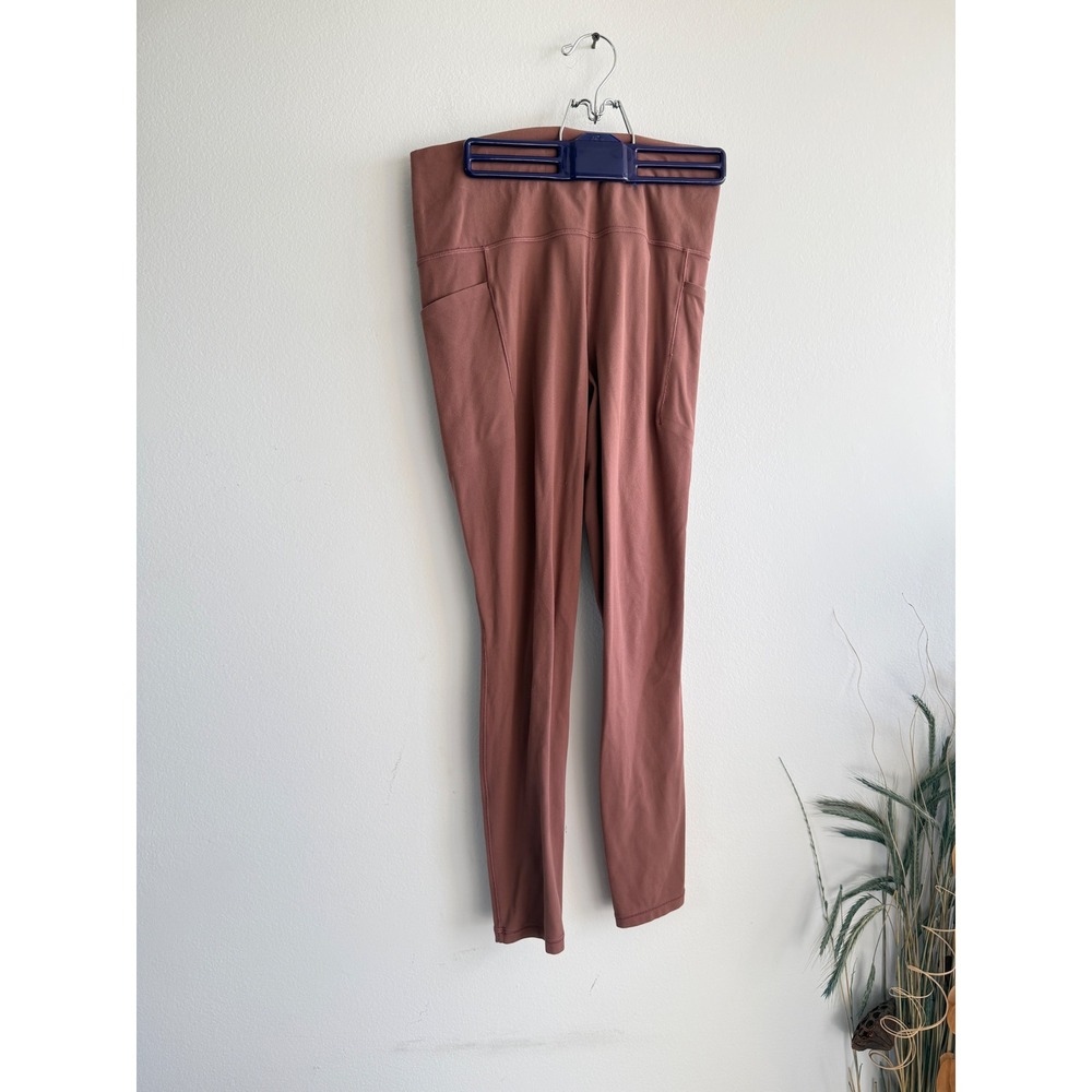 Athleta Salutation Stash Pocket II Tight Mauve Brown Yoga Leggings Womens Size M